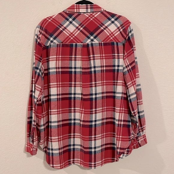 Gap Women's Flannel Button Front Shirt XL Red Cotton Plaid Comfy Outdoor - Picture 6 of 16